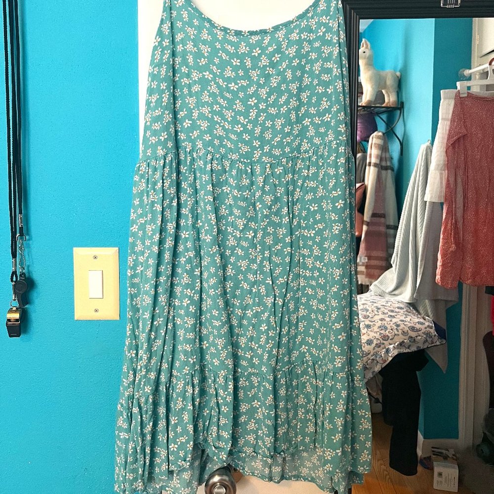 green floral dress